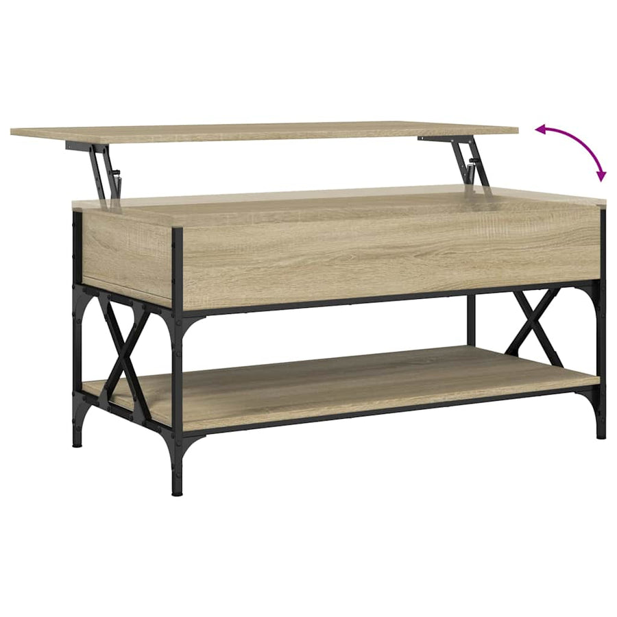 Salontafel 100X50X50 Cm Bewerkt Hout En Metaal Sonoma Eiken