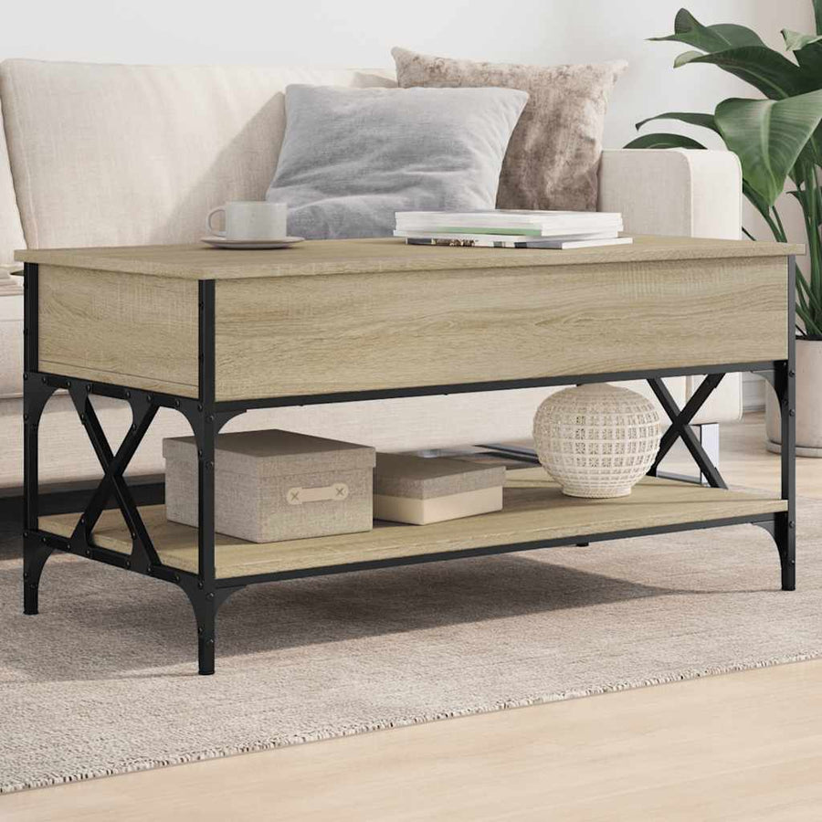 Salontafel 100X50X50 Cm Bewerkt Hout En Metaal Sonoma Eiken