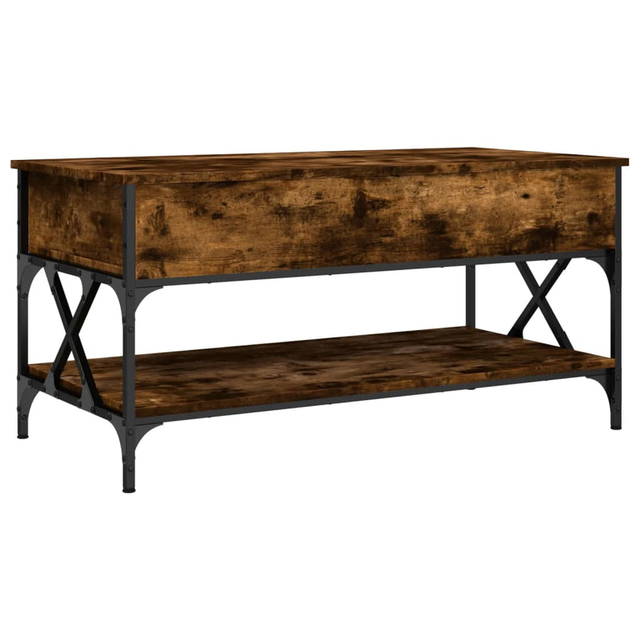 Salontafel 100X50X50 Cm Bewerkt Hout En Metaal Gerookt Eiken