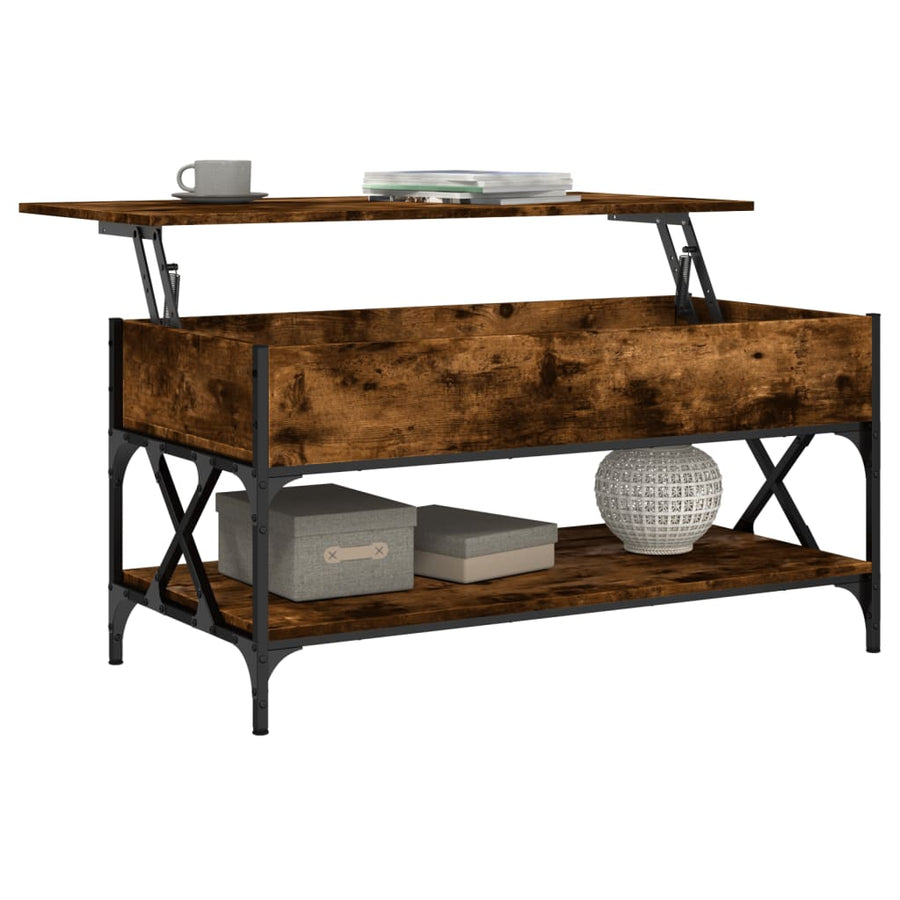 Salontafel 100X50X50 Cm Bewerkt Hout En Metaal Gerookt Eiken