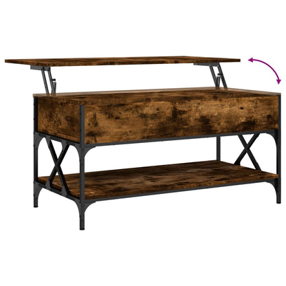 Salontafel 100X50X50 Cm Bewerkt Hout En Metaal Gerookt Eiken