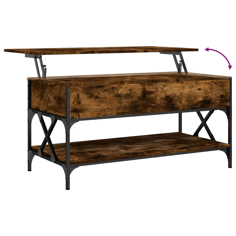 Salontafel 100X50X50 Cm Bewerkt Hout En Metaal Gerookt Eiken