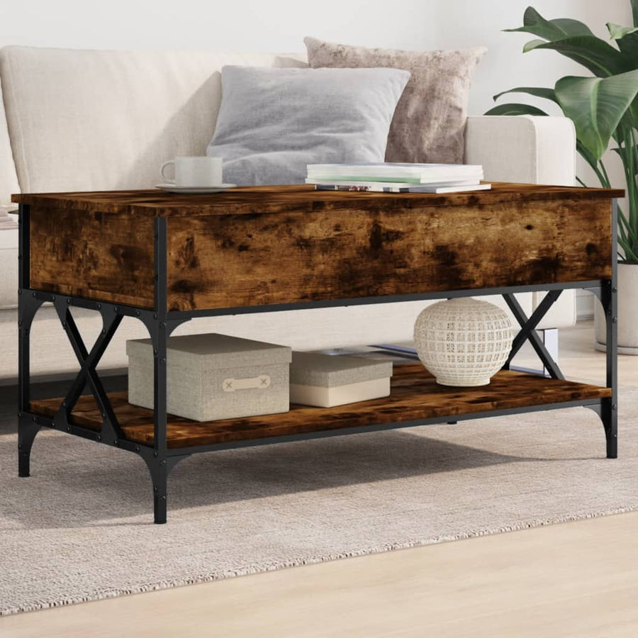 Salontafel 100X50X50 Cm Bewerkt Hout En Metaal Gerookt Eiken