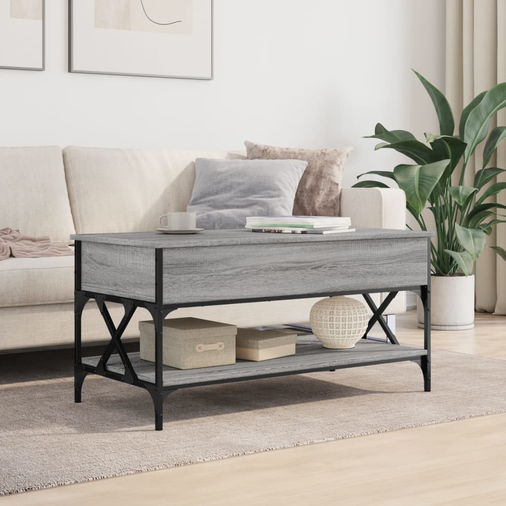 Salontafel 100X50X50 Cm Bewerkt Hout En Metaal Grijs Sonoma