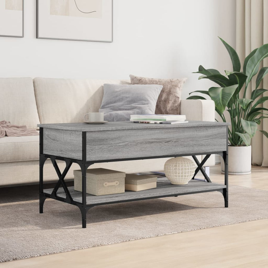 Salontafel 100X50X50 Cm Bewerkt Hout En Metaal Grijs Sonoma