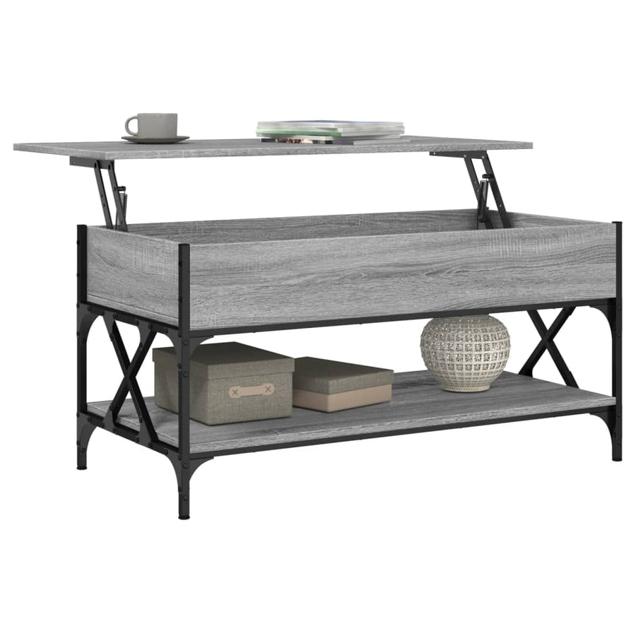 Salontafel 100X50X50 Cm Bewerkt Hout En Metaal Grijs Sonoma