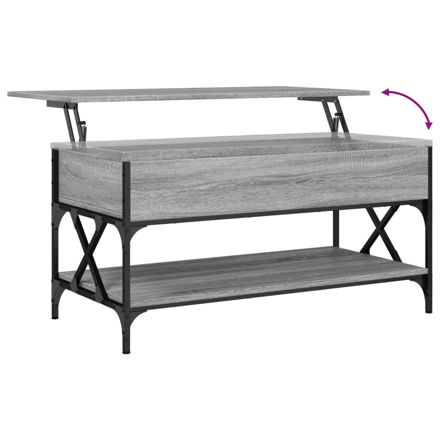 Salontafel 100X50X50 Cm Bewerkt Hout En Metaal Grijs Sonoma