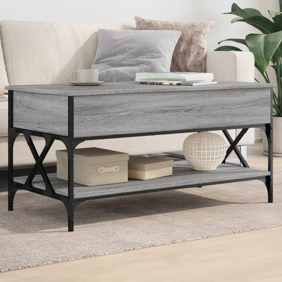Salontafel 100X50X50 Cm Bewerkt Hout En Metaal Grijs Sonoma