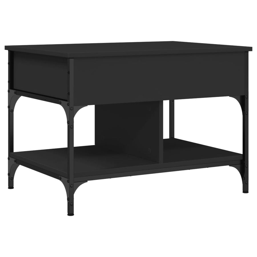Salontafel 70X50X50 Cm Bewerkt Hout En Metaal Zwart