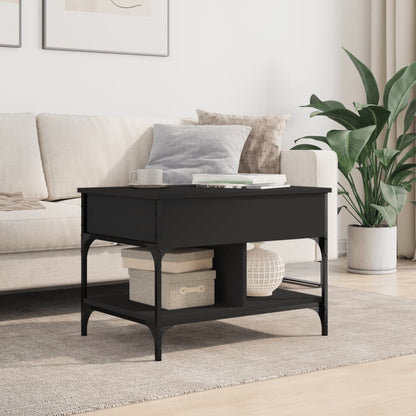 Salontafel 70X50X50 Cm Bewerkt Hout En Metaal Zwart