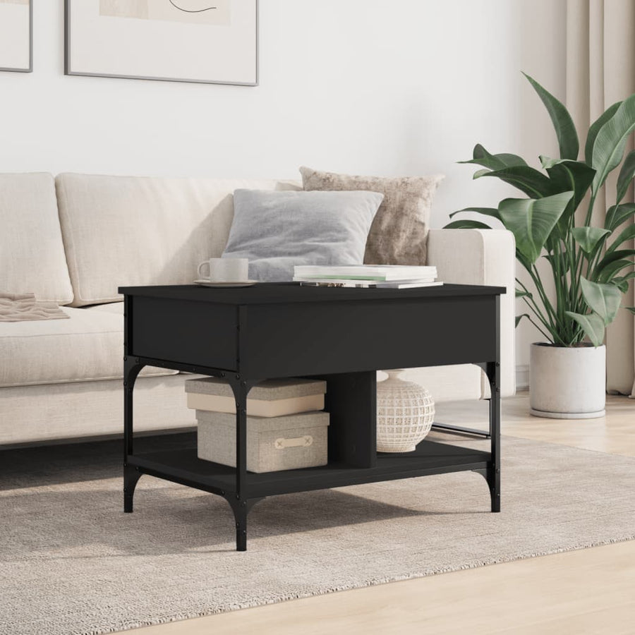 Salontafel 70X50X50 Cm Bewerkt Hout En Metaal Zwart