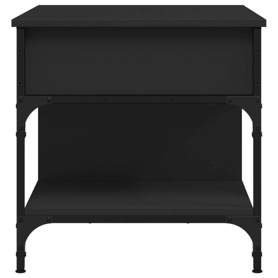 Salontafel 70X50X50 Cm Bewerkt Hout En Metaal Zwart
