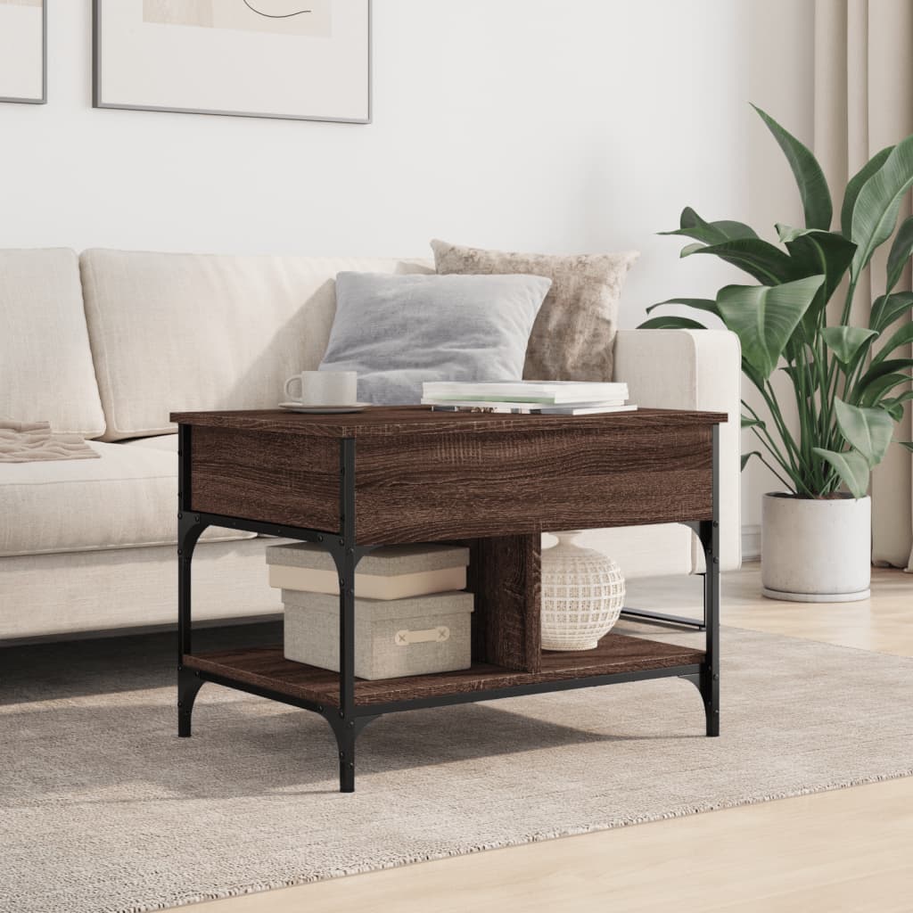 Salontafel 70X50X50 Cm Bewerkt Hout En Metaal Bruineikenkleur