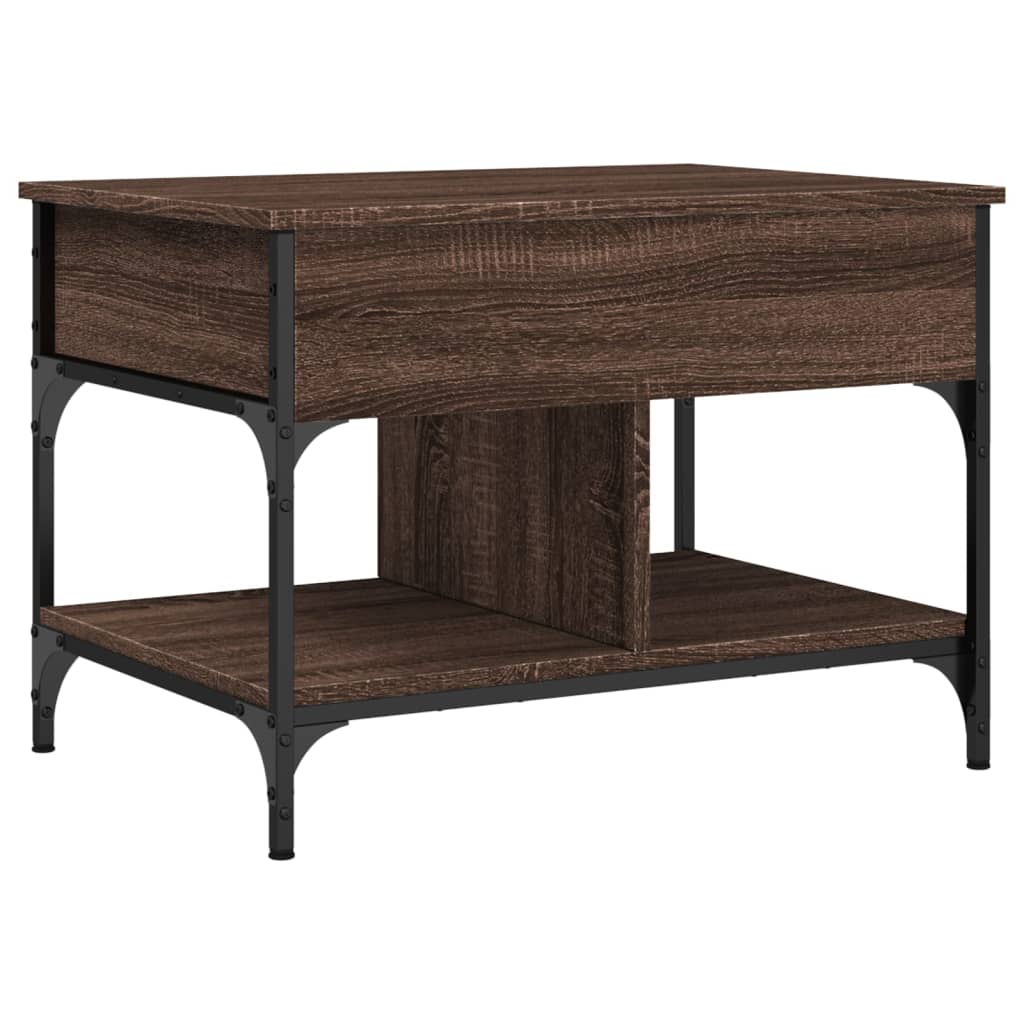 Salontafel 70X50X50 Cm Bewerkt Hout En Metaal Bruineikenkleur