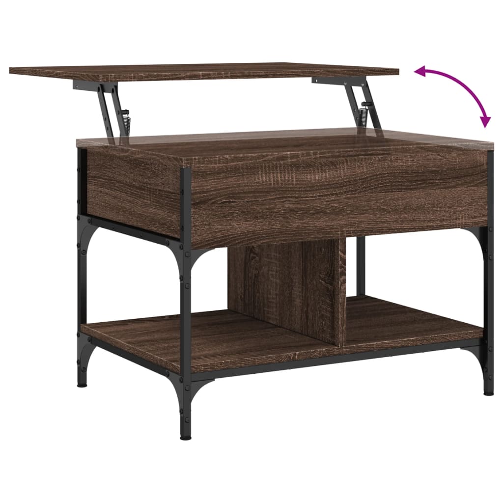 Salontafel 70X50X50 Cm Bewerkt Hout En Metaal Bruineikenkleur