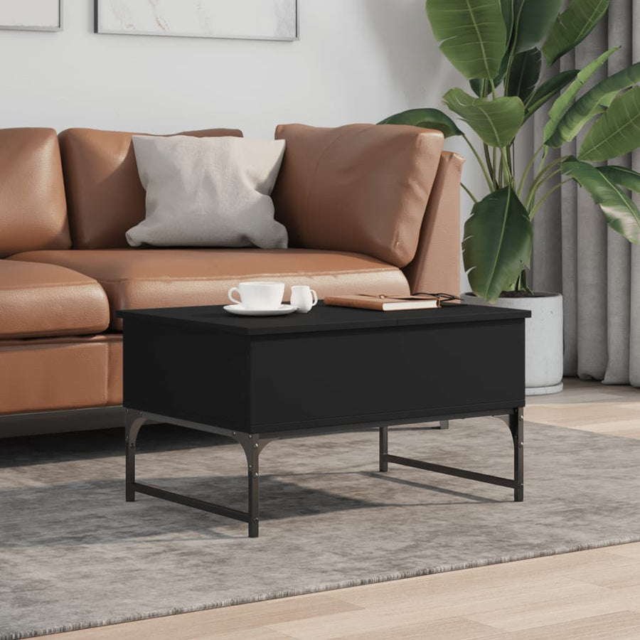Salontafel 70X50X40 Cm Bewerkt Hout En Metaal Zwart