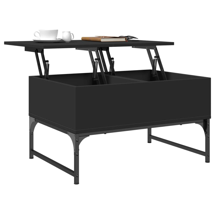 Salontafel 70X50X40 Cm Bewerkt Hout En Metaal Zwart