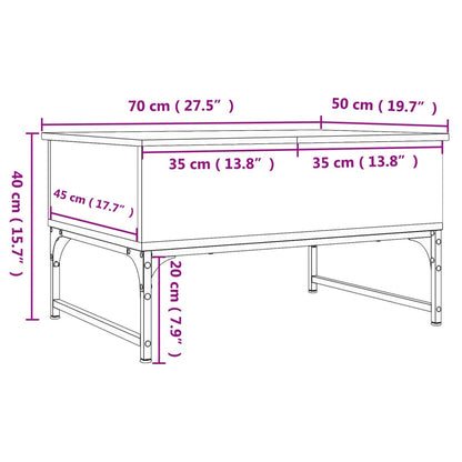 Salontafel 70X50X40 Cm Bewerkt Hout En Metaal Zwart