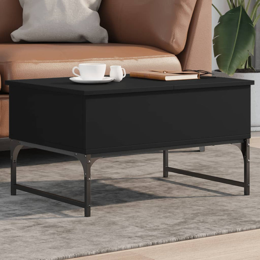 Salontafel 70X50X40 Cm Bewerkt Hout En Metaal Zwart