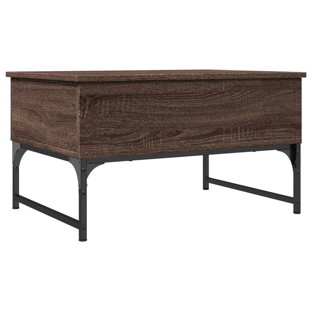 Salontafel 70X50X40 Cm Bewerkt Hout En Metaal Bruin Eikenkleur