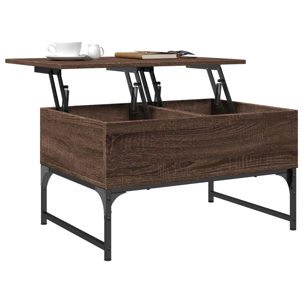 Salontafel 70X50X40 Cm Bewerkt Hout En Metaal Bruin Eikenkleur