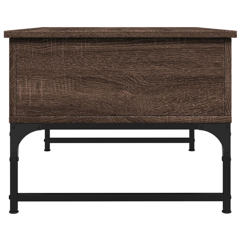 Salontafel 70X50X40 Cm Bewerkt Hout En Metaal Bruin Eikenkleur