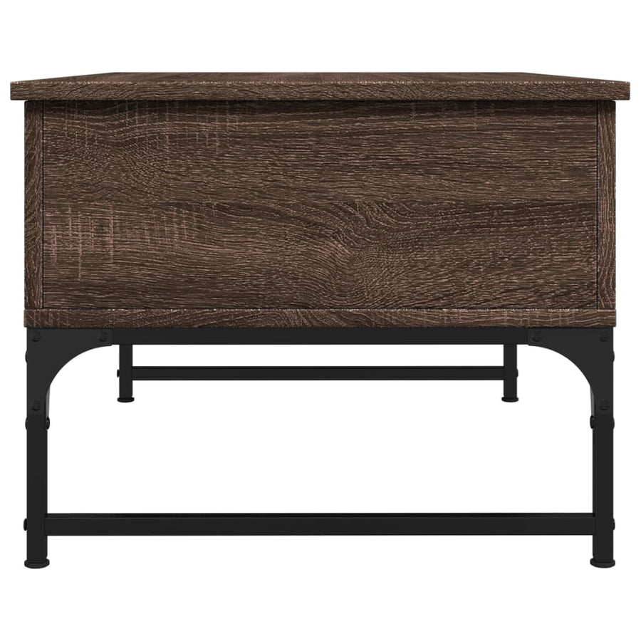 Salontafel 70X50X40 Cm Bewerkt Hout En Metaal Bruin Eikenkleur