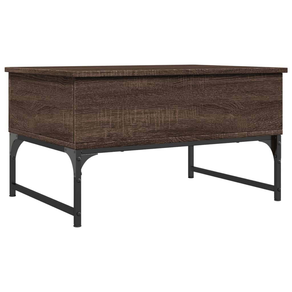 Salontafel 70X50X40 Cm Bewerkt Hout En Metaal Bruin Eikenkleur