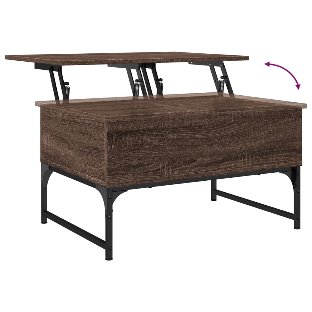 Salontafel 70X50X40 Cm Bewerkt Hout En Metaal Bruin Eikenkleur