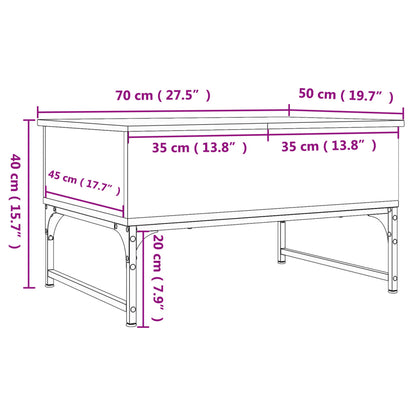 Salontafel 70X50X40 Cm Bewerkt Hout En Metaal Bruin Eikenkleur