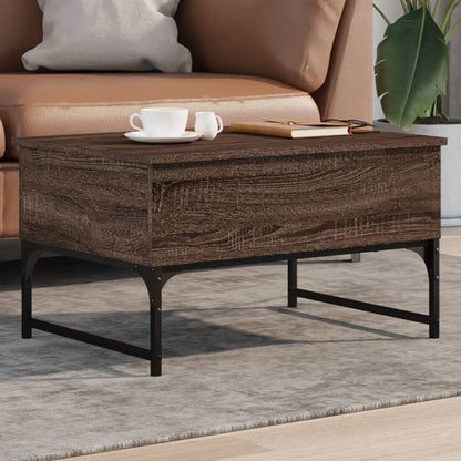 Salontafel 70X50X40 Cm Bewerkt Hout En Metaal Bruin Eikenkleur