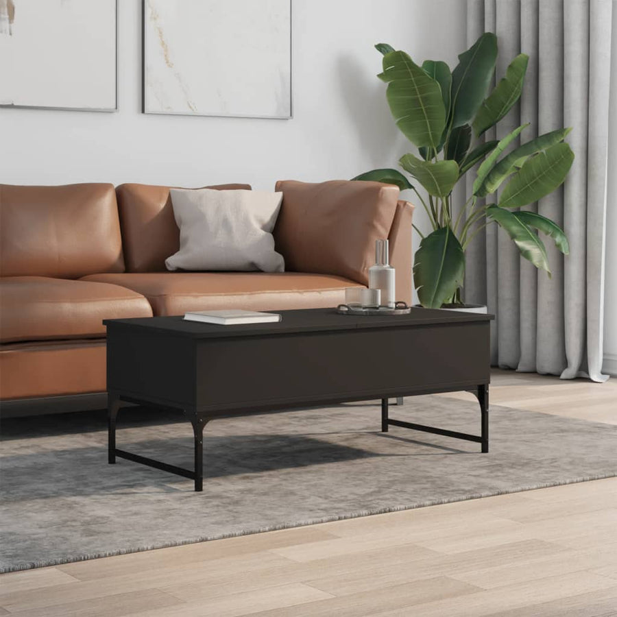 Salontafel 100X50X40 Cm Bewerkt Hout En Metaal Zwart
