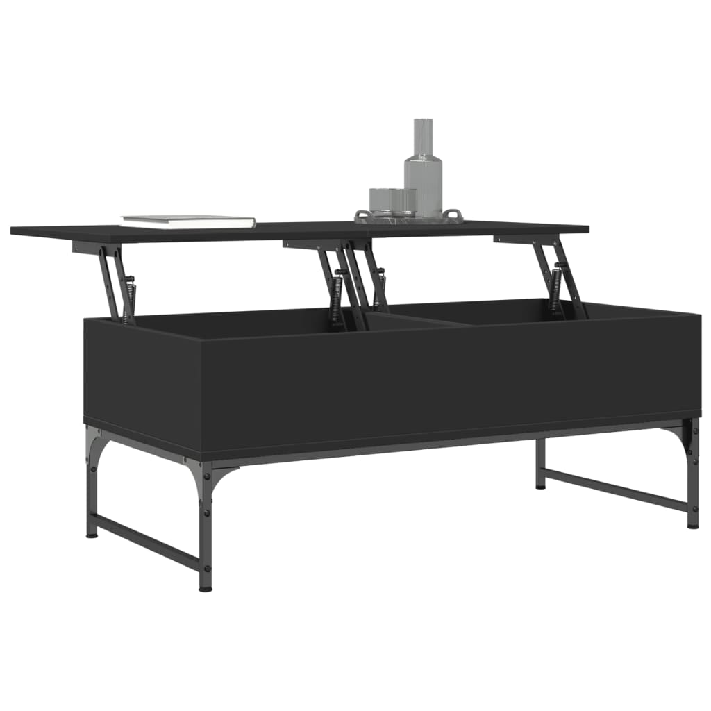 Salontafel 100X50X40 Cm Bewerkt Hout En Metaal Zwart