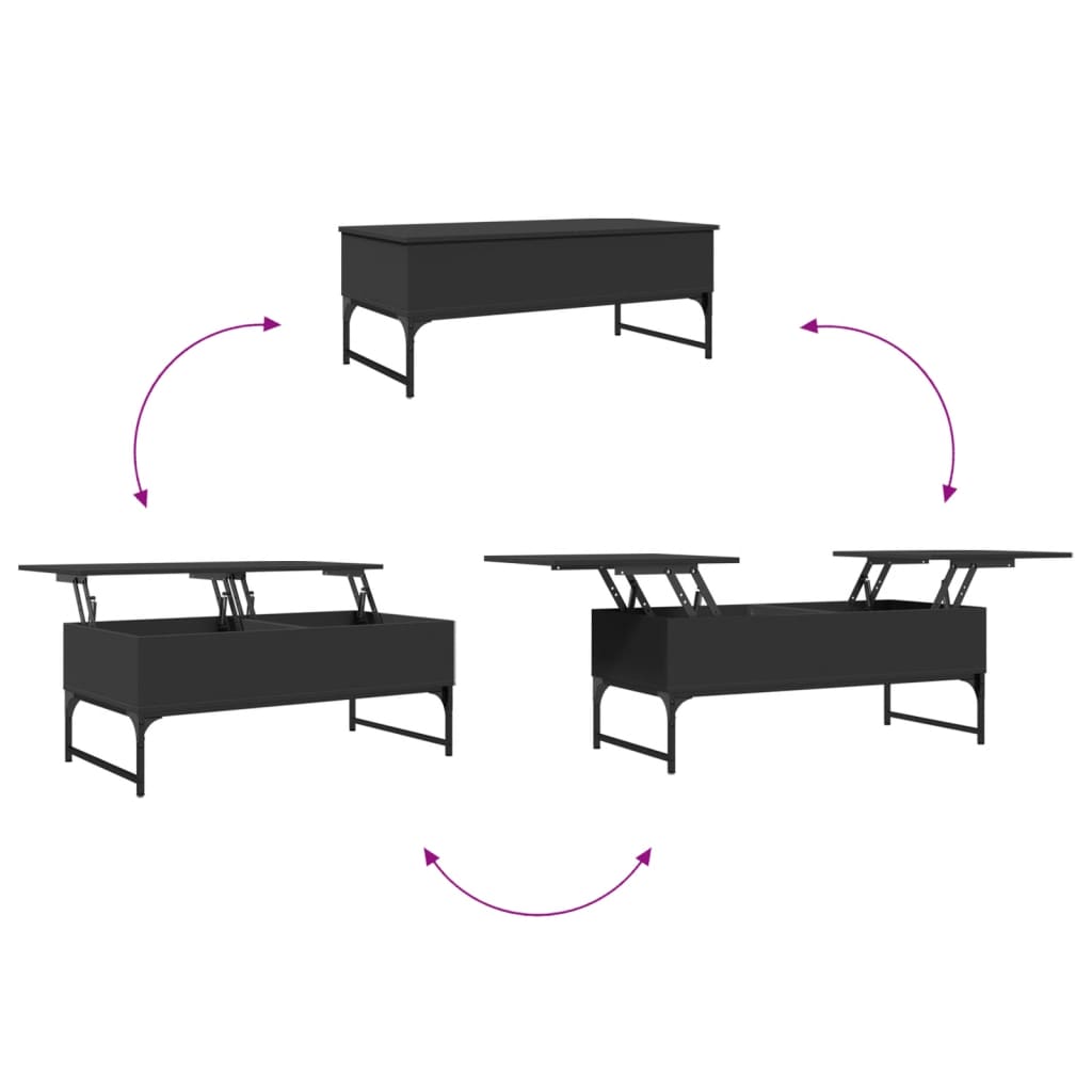 Salontafel 100X50X40 Cm Bewerkt Hout En Metaal Zwart