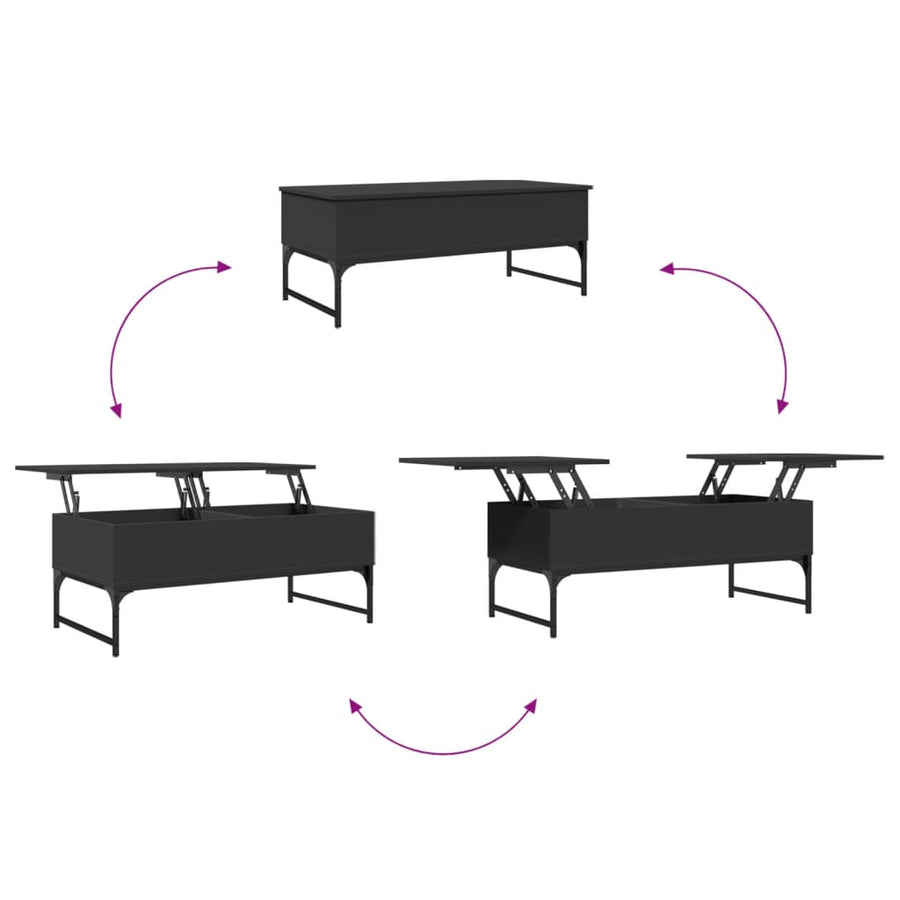 Salontafel 100X50X40 Cm Bewerkt Hout En Metaal Zwart