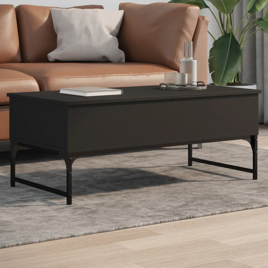Salontafel 100X50X40 Cm Bewerkt Hout En Metaal Zwart