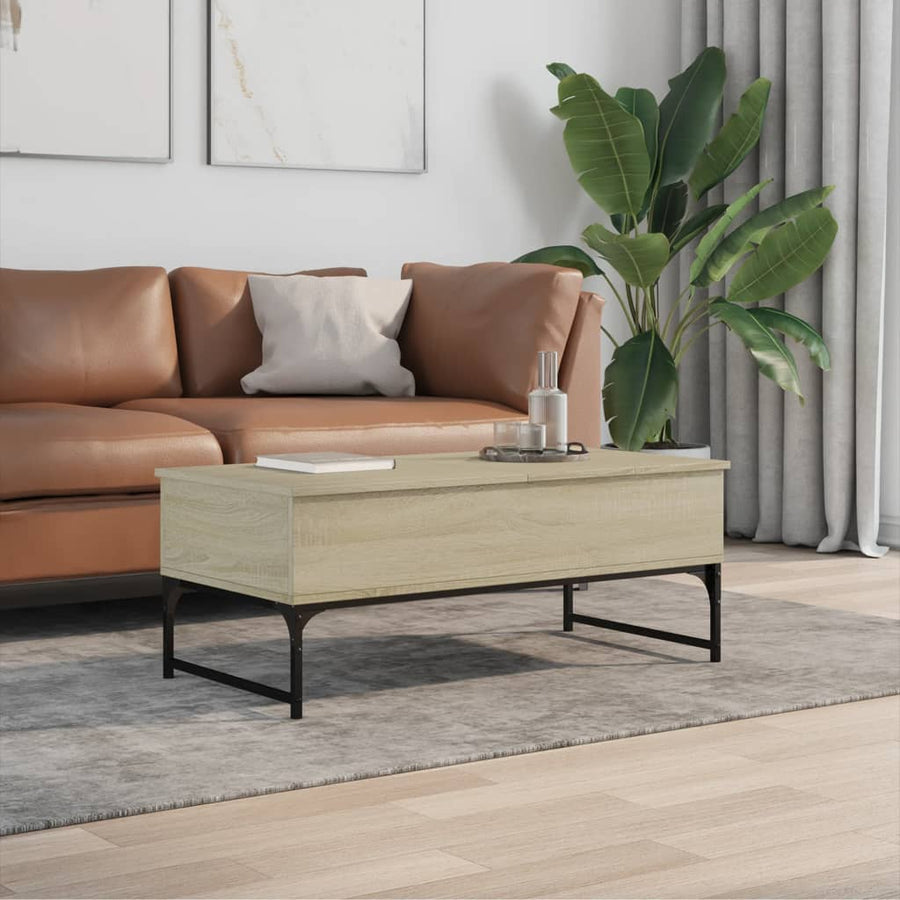 Salontafel 100X50X40 Cm Bewerkt Hout En Metaal Sonoma Eiken