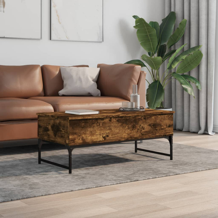 Salontafel 100X50X40 Cm Bewerkt Hout En Metaal Gerookt Eiken