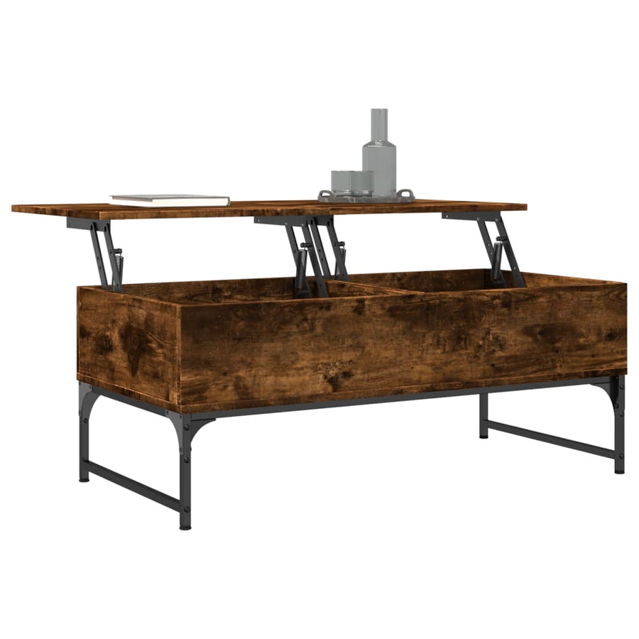 Salontafel 100X50X40 Cm Bewerkt Hout En Metaal Gerookt Eiken