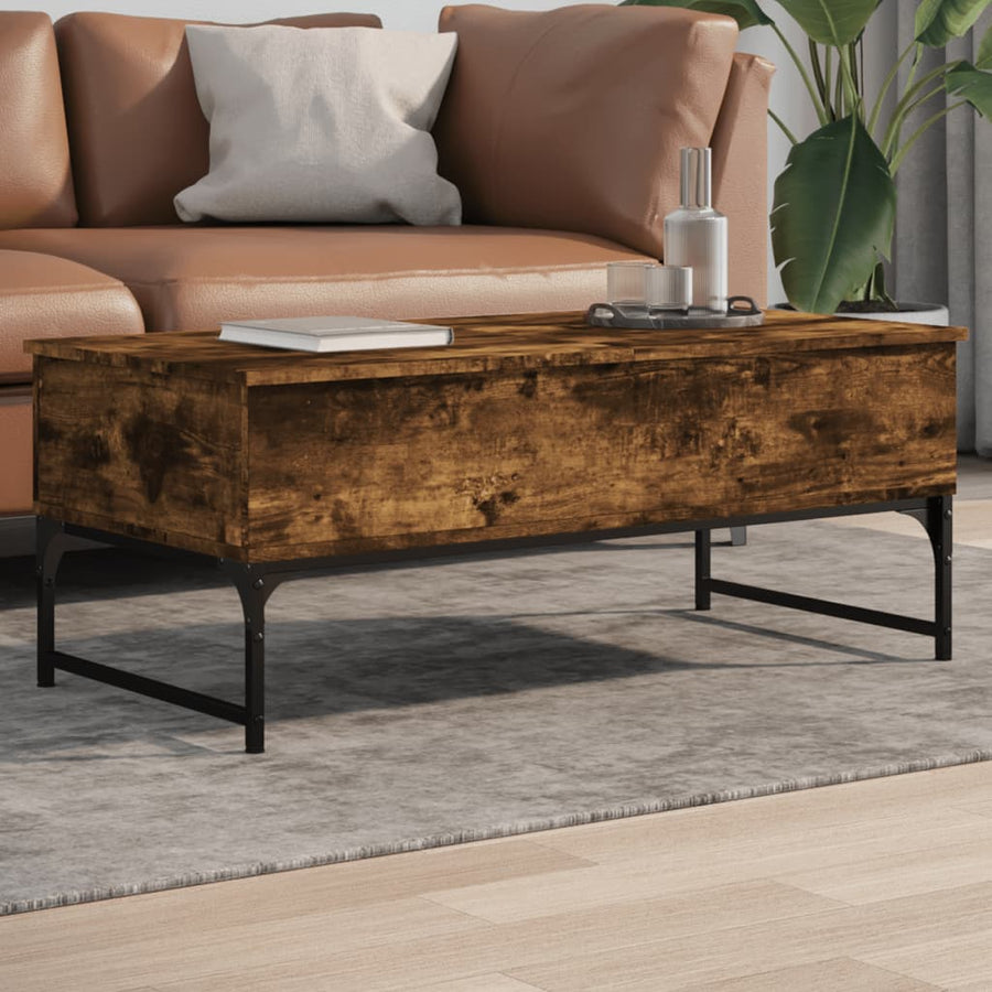 Salontafel 100X50X40 Cm Bewerkt Hout En Metaal Gerookt Eiken