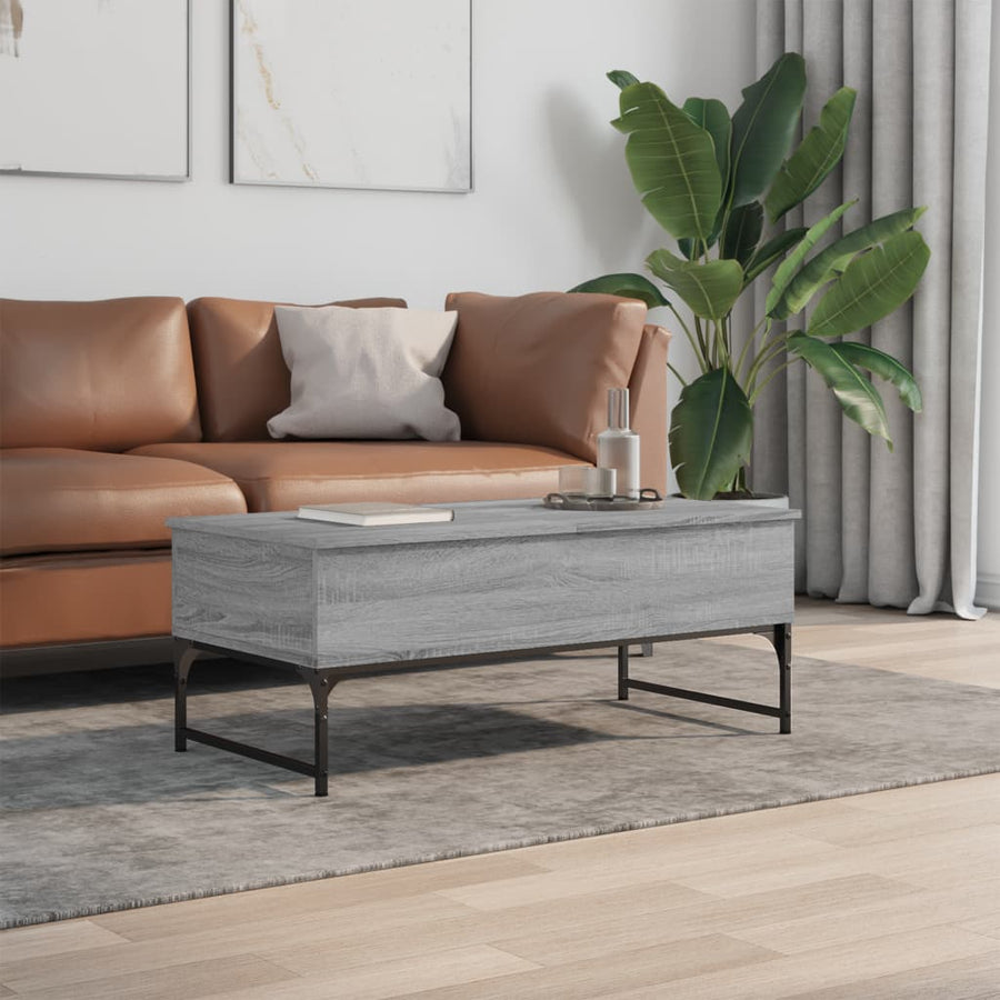 Salontafel 100X50X40 Cm Bewerkt Hout En Metaal Grijs Sonoma