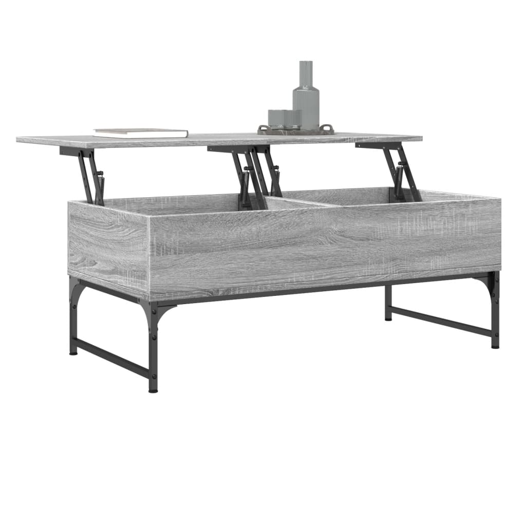Salontafel 100X50X40 Cm Bewerkt Hout En Metaal Grijs Sonoma