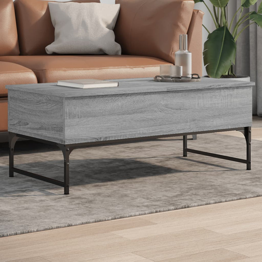Salontafel 100X50X40 Cm Bewerkt Hout En Metaal Grijs Sonoma