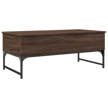 Salontafel 100X50X40 Cm Bewerkt Hout En Metaal Bruin Eikenkleur