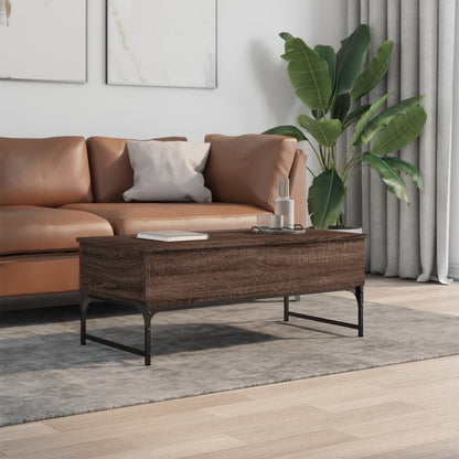 Salontafel 100X50X40 Cm Bewerkt Hout En Metaal Bruin Eikenkleur