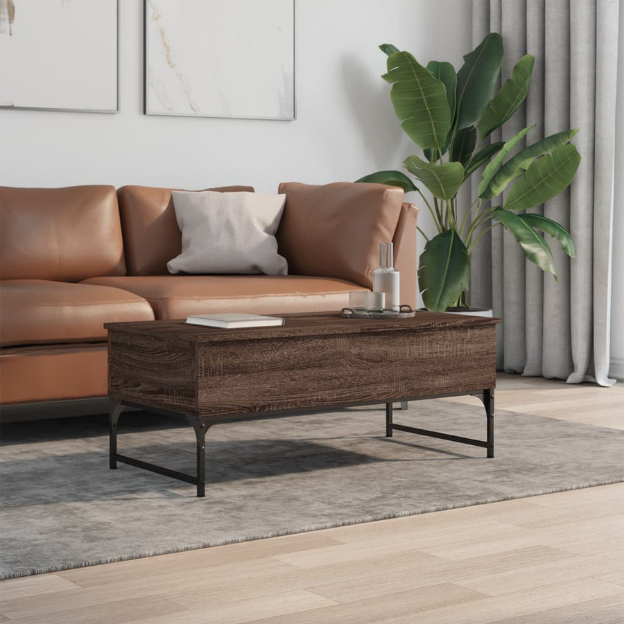 Salontafel 100X50X40 Cm Bewerkt Hout En Metaal Bruin Eikenkleur
