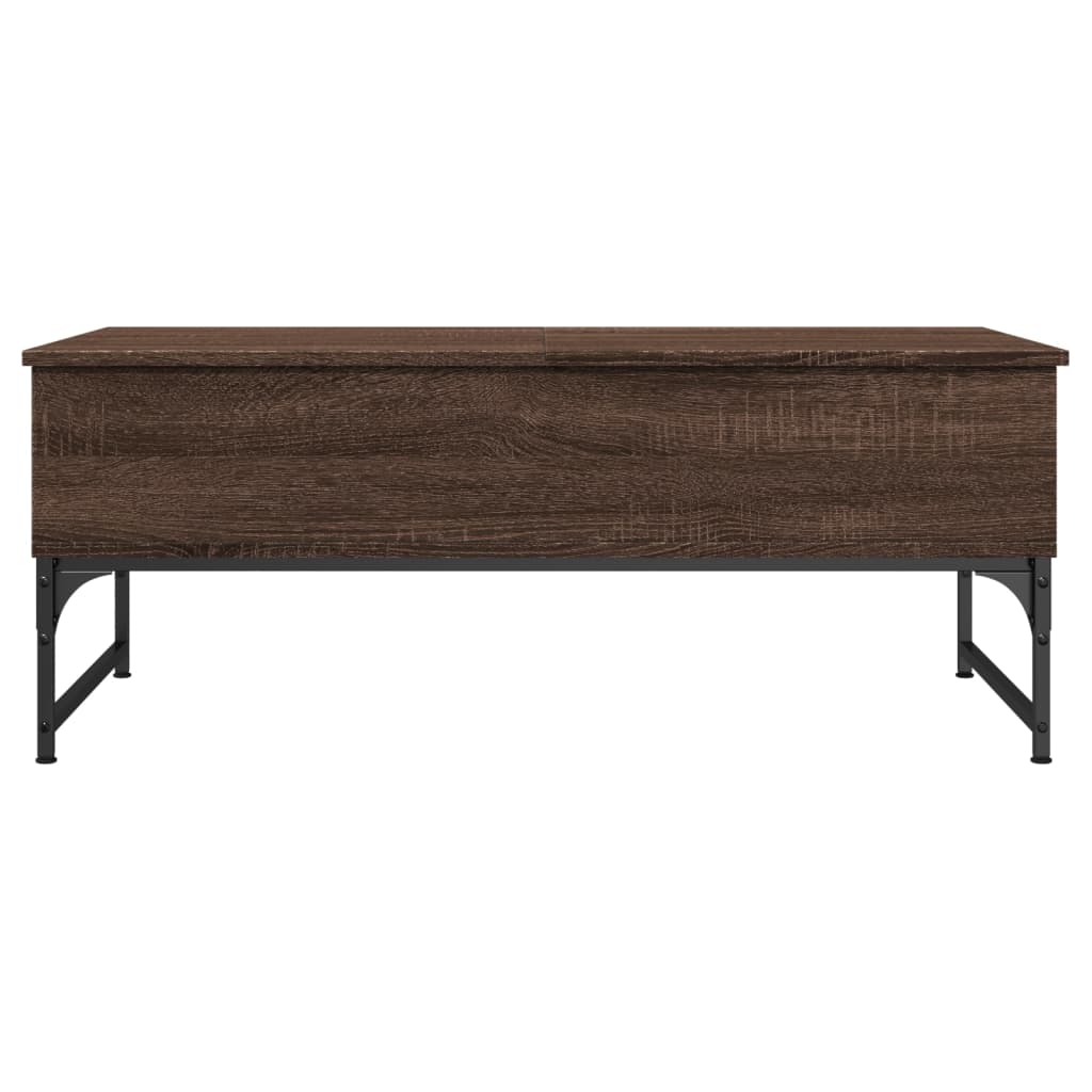 Salontafel 100X50X40 Cm Bewerkt Hout En Metaal Bruin Eikenkleur