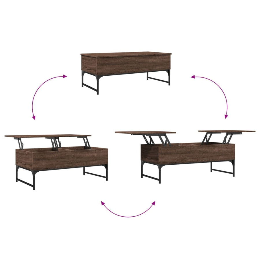 Salontafel 100X50X40 Cm Bewerkt Hout En Metaal Bruin Eikenkleur