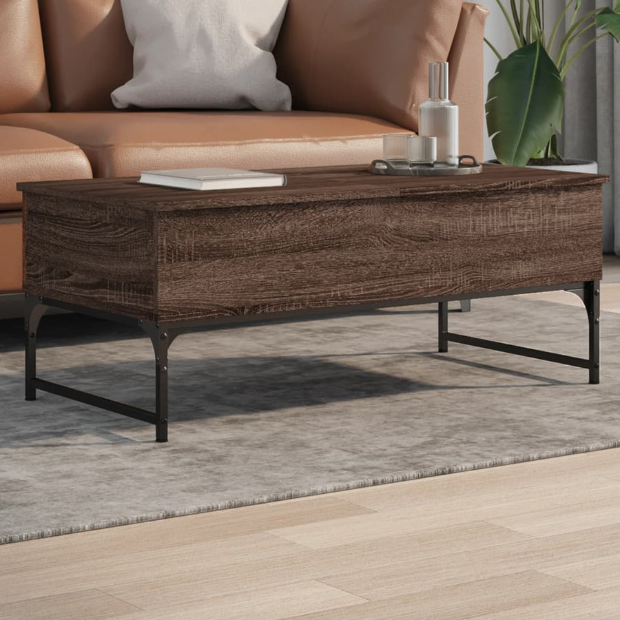 Salontafel 100X50X40 Cm Bewerkt Hout En Metaal Bruin Eikenkleur