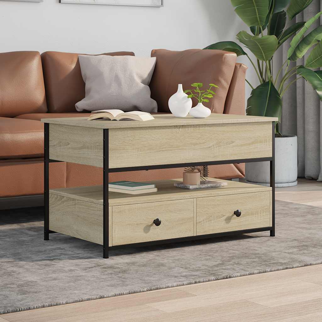 Salontafel 85X50X50 Cm Bewerkt Hout En Metaal Kleur Sonoma eiken 85 cm